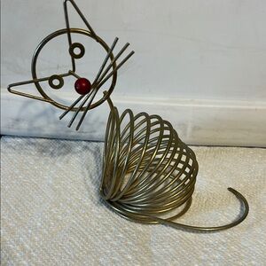 Vintage Cabincore Wire Cat Letter Holder Desk Organizer Slinky Wire Art